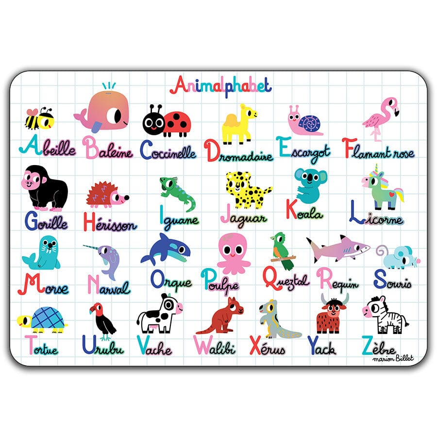 Alphabet Animaux Enfants - Set de table dorure Cartes d'Art 
