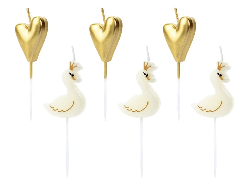 Lovely Swan - Pack de 6 bougies PartyDeco 