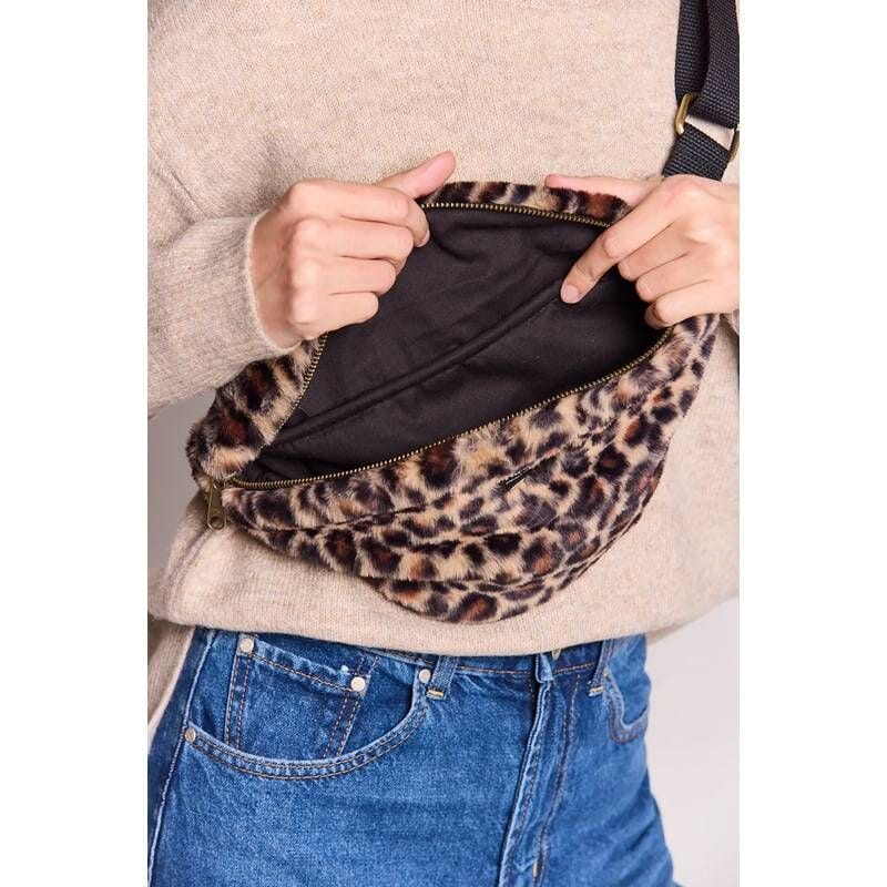 Olivia - Sac banane en coton Hindbag Fourrure Leopard 
