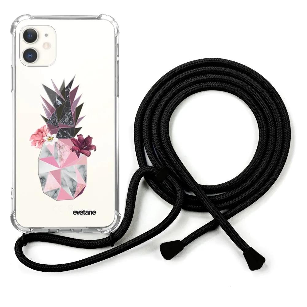 Ananas Fleuri - Coque iPhone 11 avec cordon Housses pour téléphones mobiles Evetane 