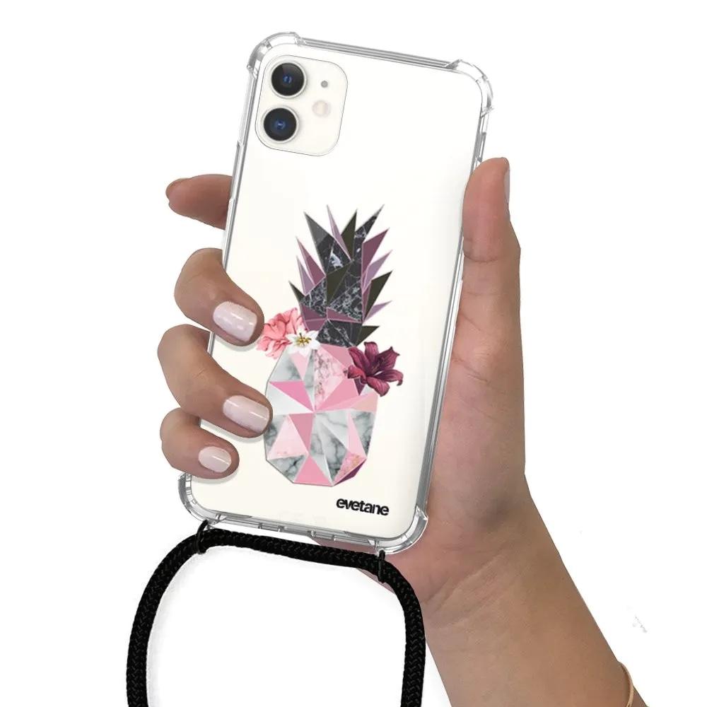 Ananas Fleuri - Coque iPhone 11 avec cordon Housses pour téléphones mobiles Evetane 