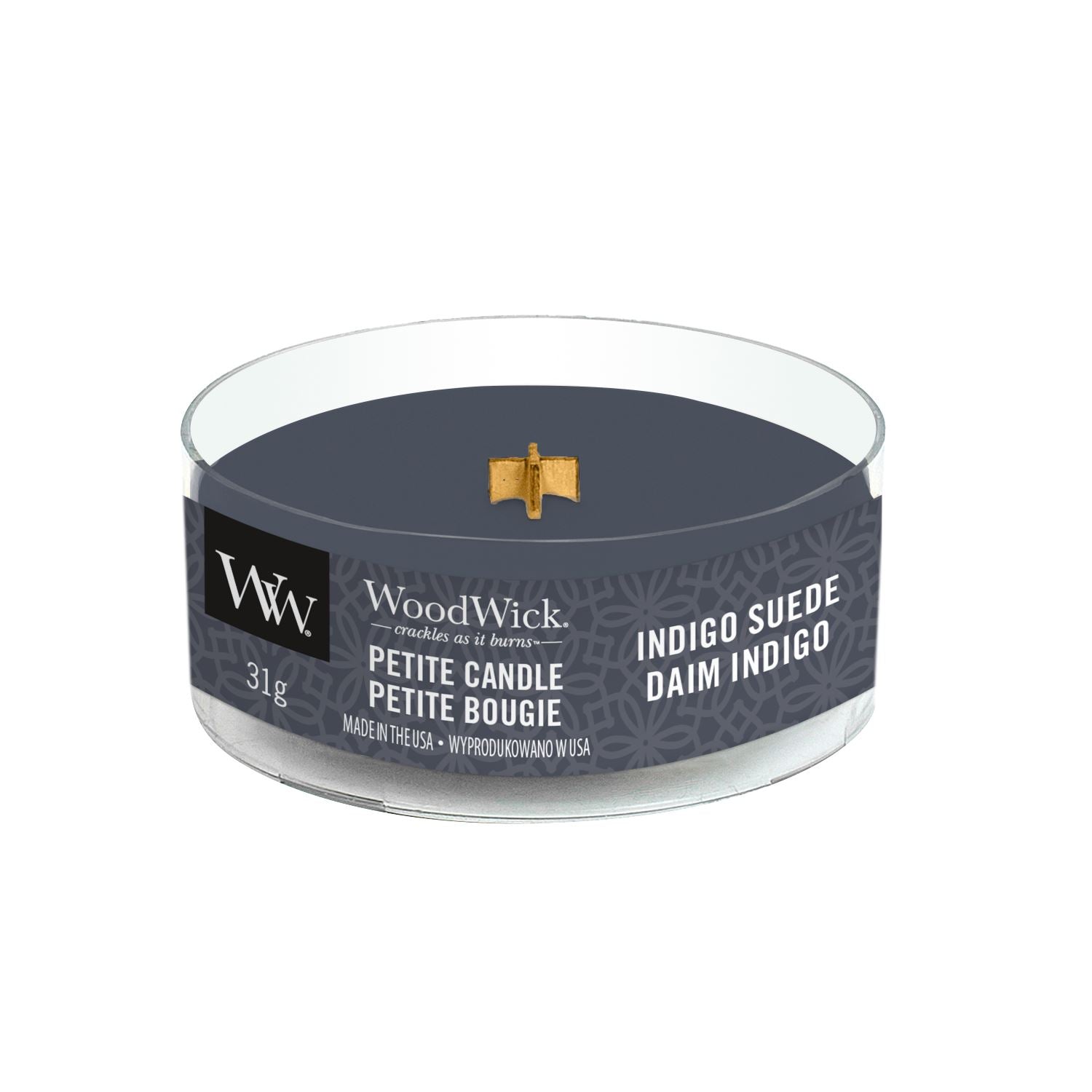 Daim Indigo - Petite bougie Bougies WoodWick 