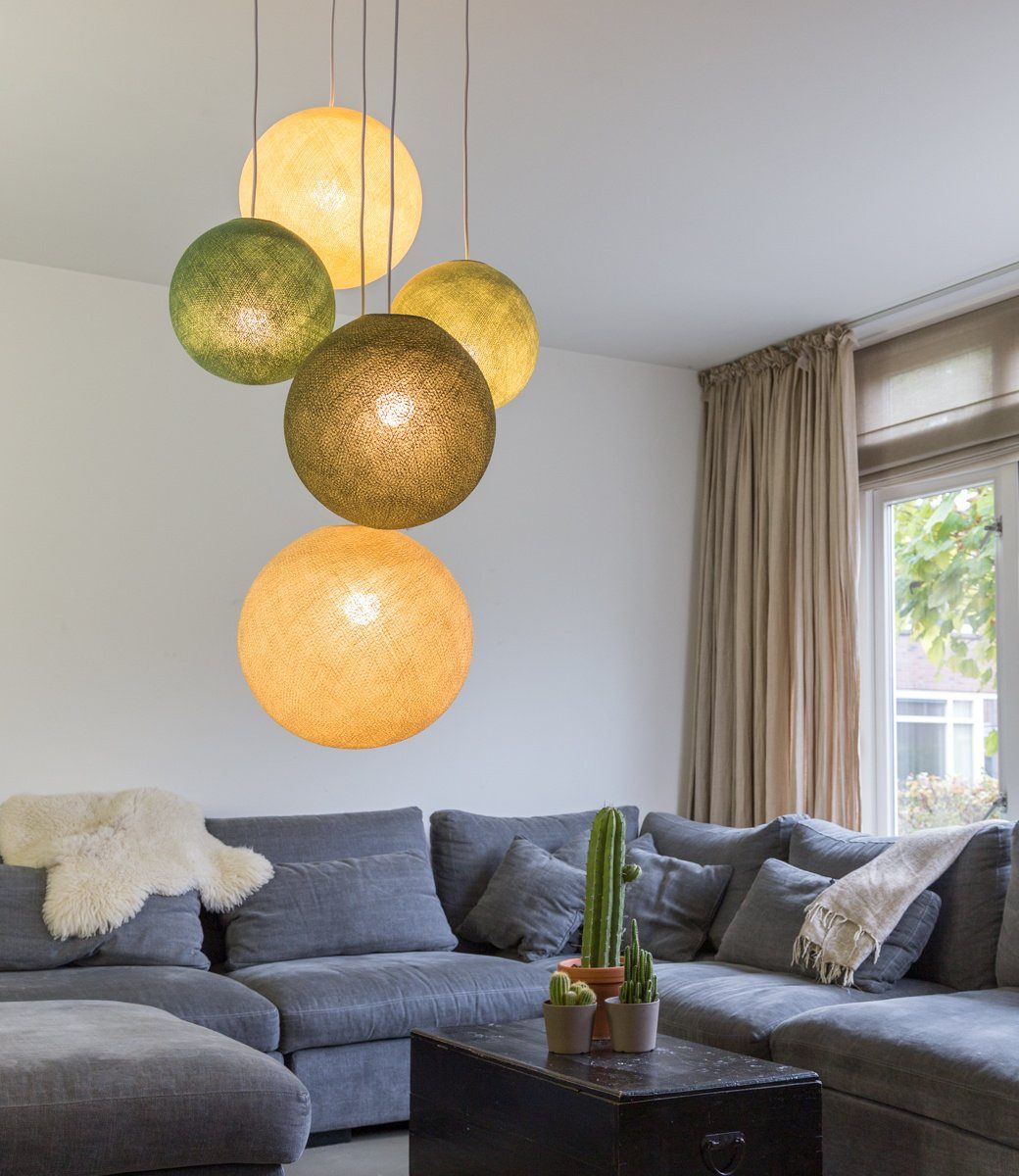 Jungle Greens - Suspension 5 globes Cotton Ball Lights 