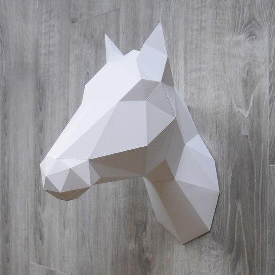 Paper Horse/Unicorn - Trophée en papier Assembli Bright White 