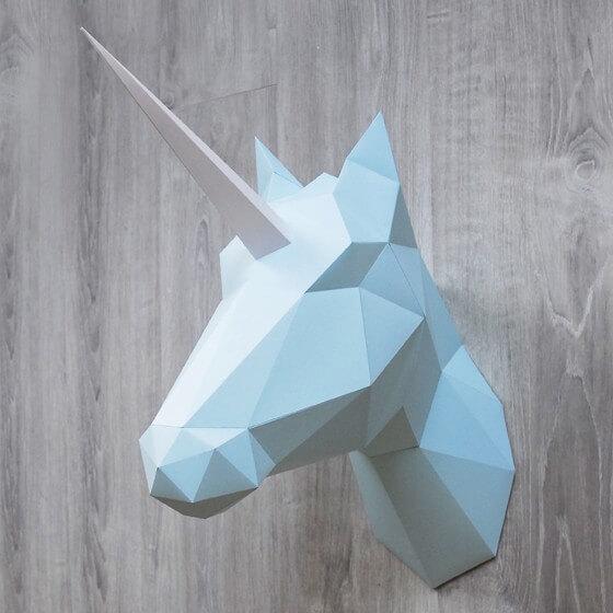 Paper Horse/Unicorn - Trophée en papier Assembli Soft Mint 