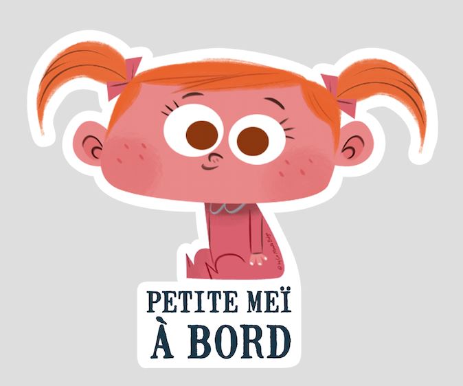 Petit·e Ket/Meï à bord - Sticker de voiture La Minute Belge Meï 