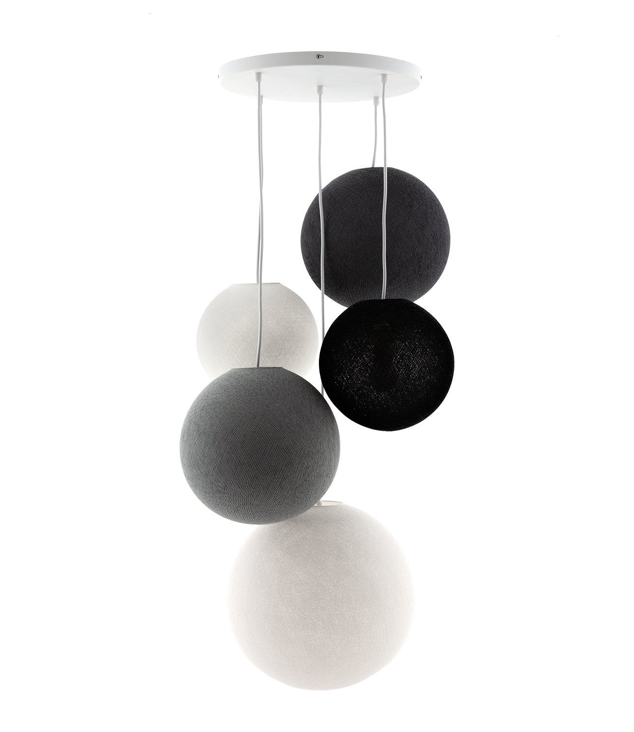 Shades of Grey - Suspension 5 globes Cotton Ball Lights 